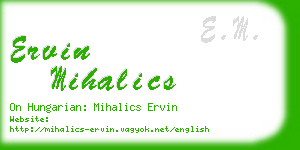 ervin mihalics business card